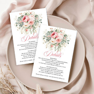 Elegante Grün-Blush-Hochzeits-Detailkarte Begleitkarte