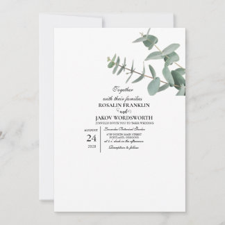 Elegante Grün Botanische Hochzeitseinladungskarte Einladung