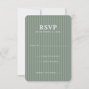 Elegante grün gestreifte RSVP Karte