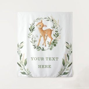 Elegante Grün-Gold-Wald-Rehkitz-Babyrückwand Wandteppich