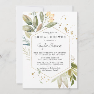 Elegante Grün-Goldene Hochzeitseinladung zur Braut