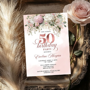 Elegante Grün-Roségold-Schimmer 50. Geburtstag Einladung