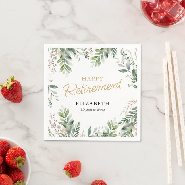 Elegante Grün-Ruhestandsfeier Serviette (Beispiel)