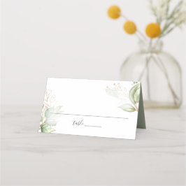 Elegante Grün- und Goldhochzeit Platzkarte
