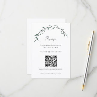 Elegante Grün-Weidenbogen-Hochzeit QR-RSVP-Karten RSVP Karte
