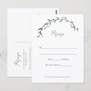 Elegante Grün-Weidenbogen-Hochzeits-RSVP-Postkarte Postkarte