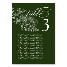 Elegante Grün-Weiß-Tischnummer Tischnummer