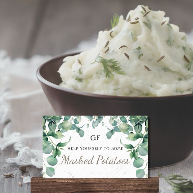 Elegante Grünanlagen Einzigartiger Catering Disc P Platzkarte (Customizable Elegant Greenery Themed Catering Dish Placecards)