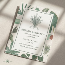 Elegante Grünblätter Botanische Skizze 