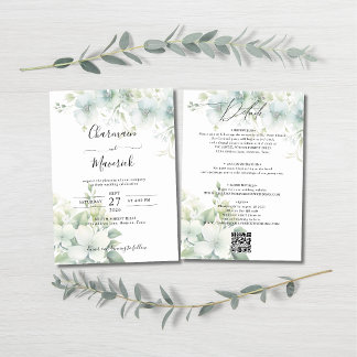 Elegante Grünbudget-QR-Code-Hochzeit Einladung