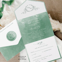 Elegante grüne Aquarellfarben-Monogramm-Hochzeit