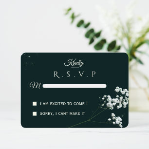 Elegante Grüne Babypantherblume Hochzeit RSVP Karte