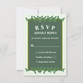 Elegante grüne Blätter Hochzeit-RSVP-Karte Einladung