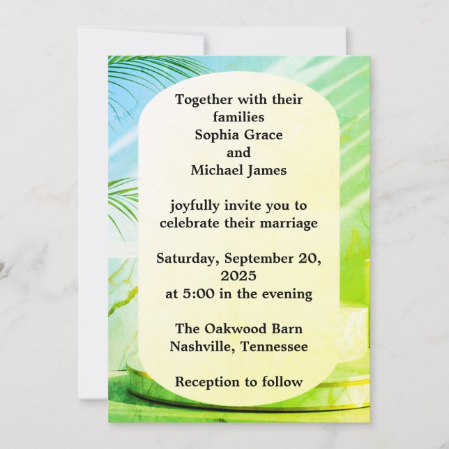 Elegante grüne Blätter Naturdesign | Minimal Botan Einladung (Vorderseite)