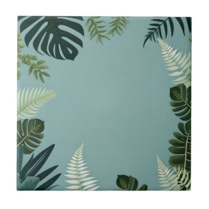 Elegante grüne Blätter und Fern Fliese