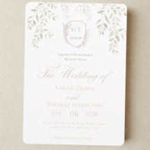 Elegante grüne Blätter Wappen Monogramm Hochzeit