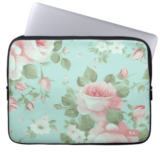Elegante grüne Blumen-Laptoptasche Laptopschutzhülle