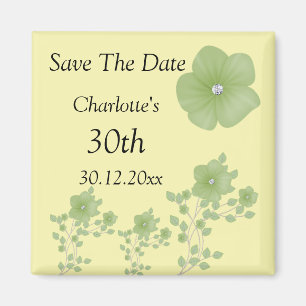 Elegante grüne Blumen mit Diamanten Magnet