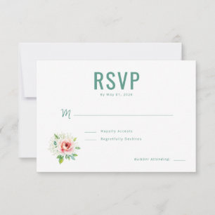 Elegante grüne Blumen-RSVP RSVP Karte