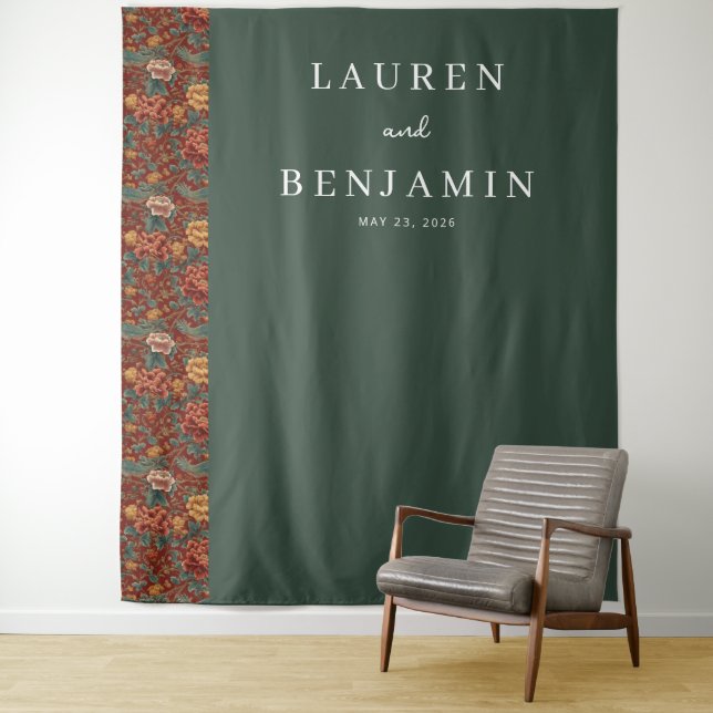 Elegante grüne Blumengrenze Wandteppich (Beispiel)