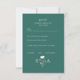 Elegante grüne Blumenhochzeit RSVP Karte