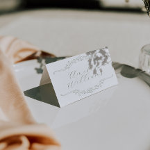 Elegante grüne Blumenhochzeitsplatzkarten im Salbe