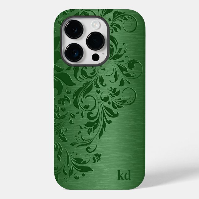 Elegante grüne Blumenlatte auf Grün Case-Mate iPhone Hülle (Rückseite)