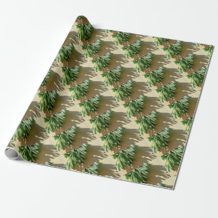 Elegante grüne botanische Blätter frisch geschnitt Geschenkpapier