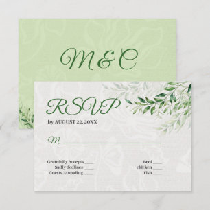 Elegante grüne botanische Hochzeits-RSVP-Karte RSVP Karte