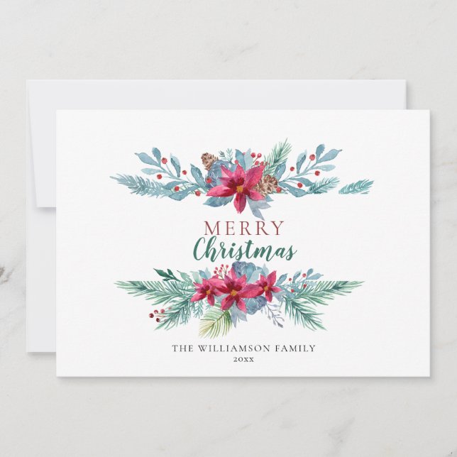 Elegante Grüne Burgund Vintage Ferienkarte Feiertagskarte (Vorderseite)