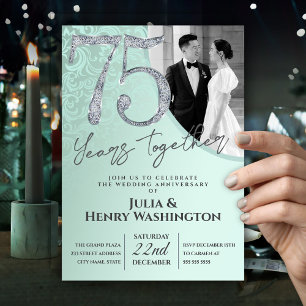 Elegante grüne Diamantene Hochzeit zum 75. Jubiläu Einladung