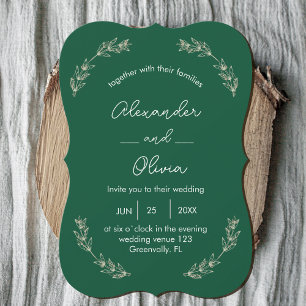 Elegante Grüne Einladung Hochzeit   Script-Schrift