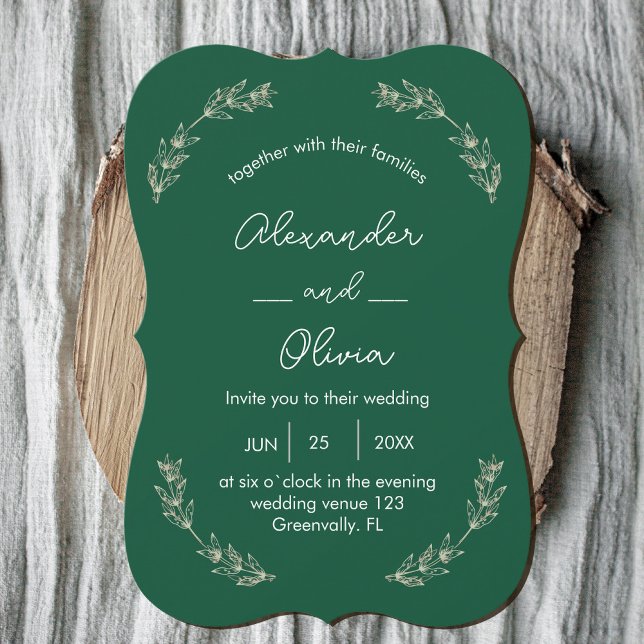 Elegante Grüne Einladung Hochzeit | Script-Schrift (Elegant Greenery Wedding Invitation | Script Font #zazzlemadev #green emerald #Decemberinvitation)