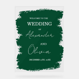 Elegante Grüne Einladung Hochzeit | Script-Schrift Acrylschild