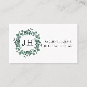 Elegante Grüne Eucalyptus Wreath Business Card Visitenkarte