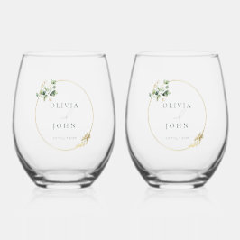 Elegante grüne Eukalyptus-Hochzeit in Gold Weinglas Ohne Stiel