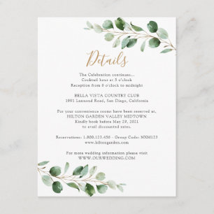 Elegante Grüne-Eukalyptus-Informationen Details Begleitkarte