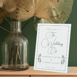 Elegante grüne Eukalyptus Leaf Hochzeit im Herbst  Sockelschild