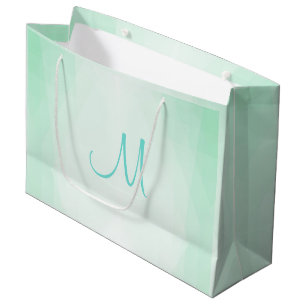 Elegante, grüne Farbmonogramm - Moderne Vorlage Große Geschenktüte
