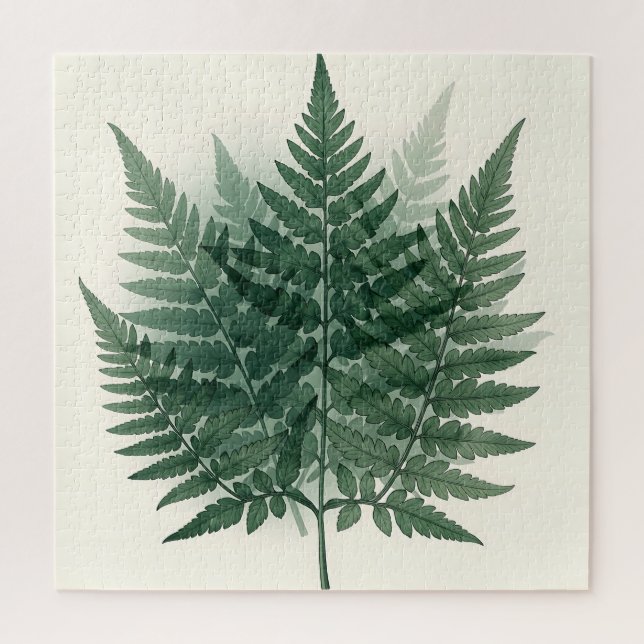 Elegante grüne Farnwedel Botanisch  Puzzle (Vertikal)