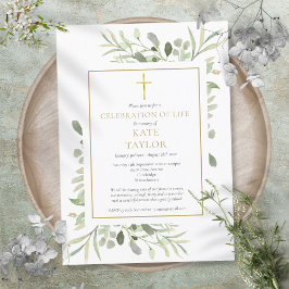 Elegante Grüne Feier zur Beerdigung des Lebens Einladung