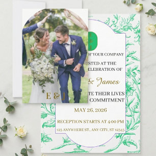 Elegante grüne floral Hochzeitseinladungskarte Einladung