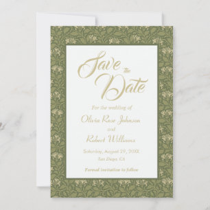 Elegante grüne florale Hochzeit - Save-the-Date-Ka Save The Date