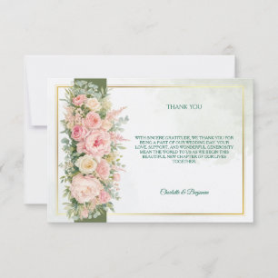 Elegante grüne florale Hochzeits-Dankeskarten Einladung