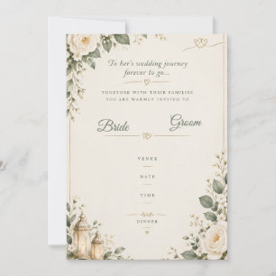 Elegante Grüne Florale Hochzeitseinladung Karte