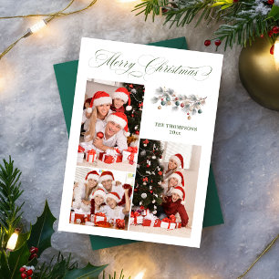 Elegante grüne Frohe Weihnachten Familienfotocolla