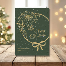 Elegante grüne Frohe Weihnachten Poinsettia gefalt