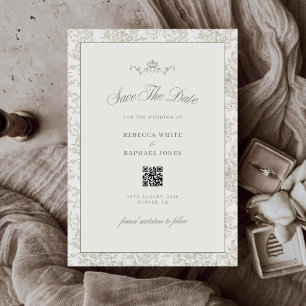 Elegante Grüne Garten-Salbei-Hochzeits-QR-Code Save The Date