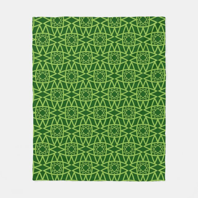 Elegante grüne geometrische Muster Fleecedecke (Vorderseite)