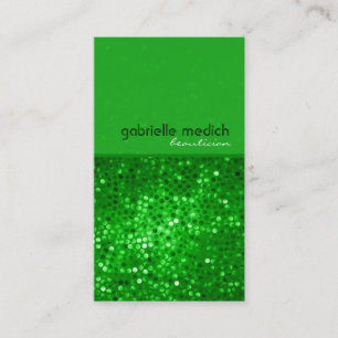 Elegante grüne Glitter Visitenkarte für Beautician